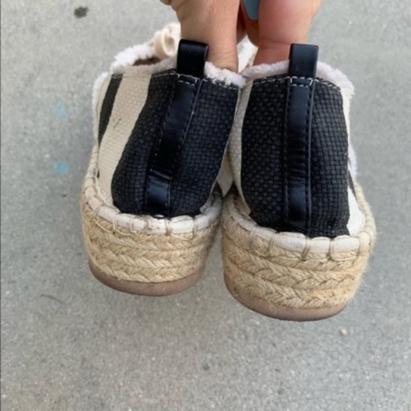 DV Dolce Vita Roxie jute Espadrille black white striped Platform womens 9 - Picture 6 of 8